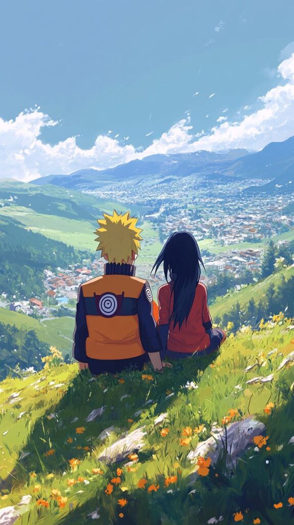 Naruto and Hinata together on hill