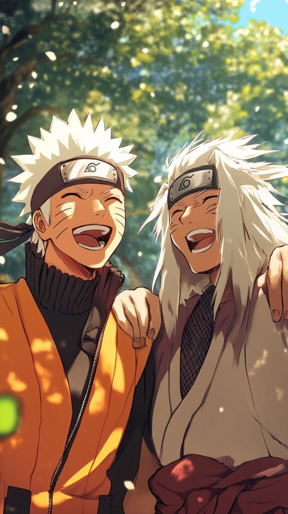 Naruto and Jiraiya laughing together