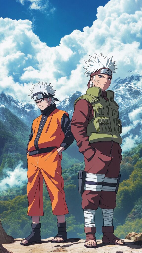 Naruto and Jiraiya standing together