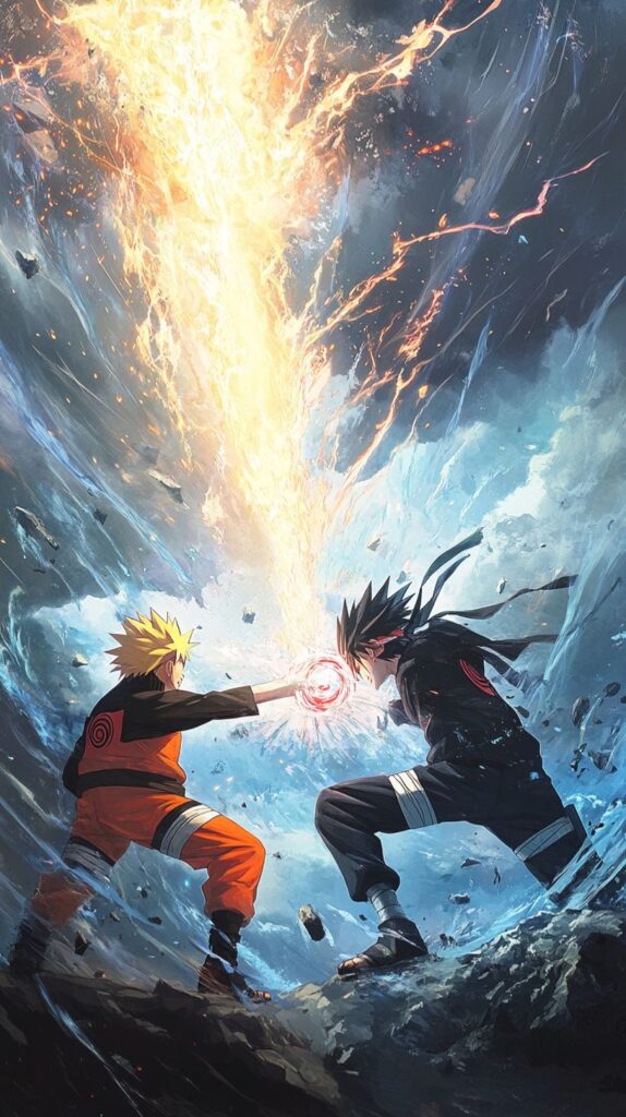 Naruto and Minato in battle