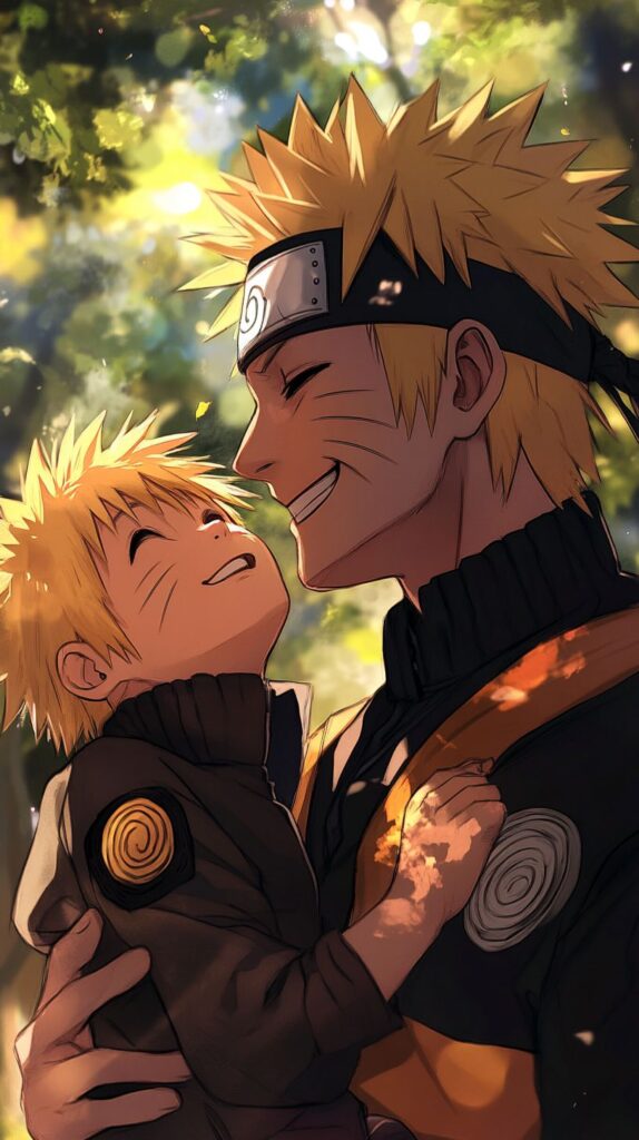 Naruto and Minato touching moment