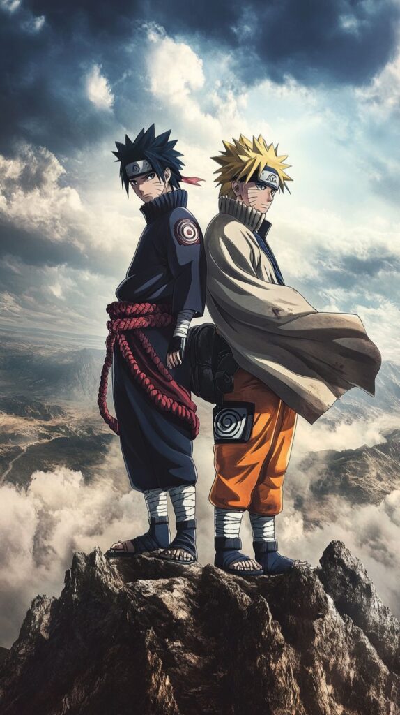 Naruto and Sasuke back to back