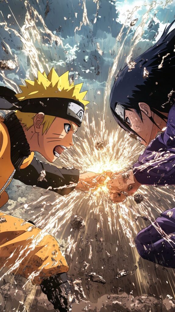 Naruto and Sasuke battle clash