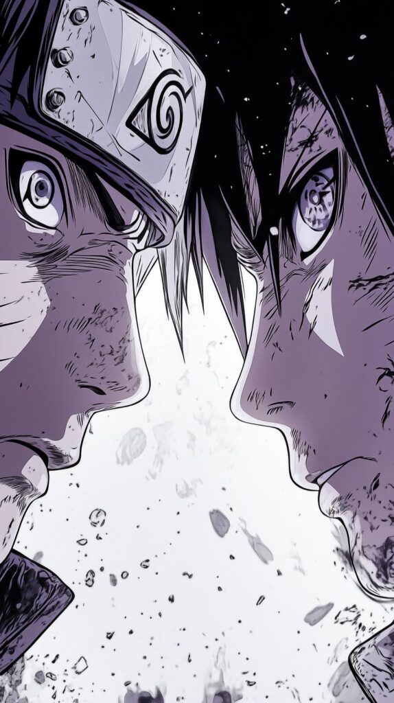 Naruto and Sasuke intense faces