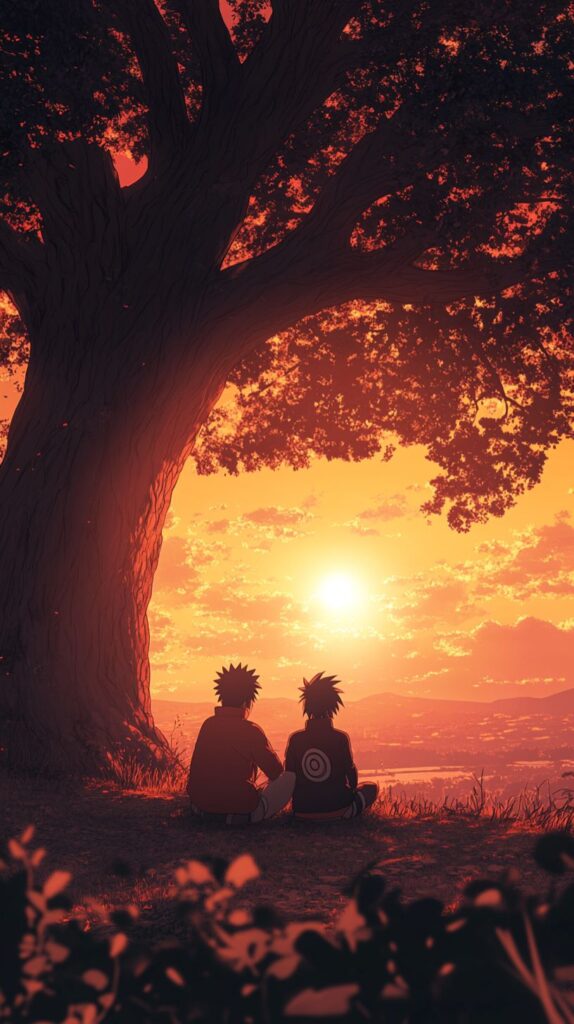 Naruto and Sasuke peaceful sunset