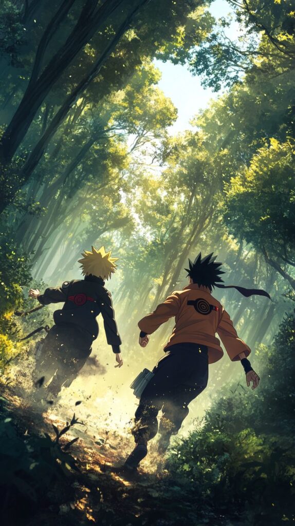 Naruto and Sasuke training forest