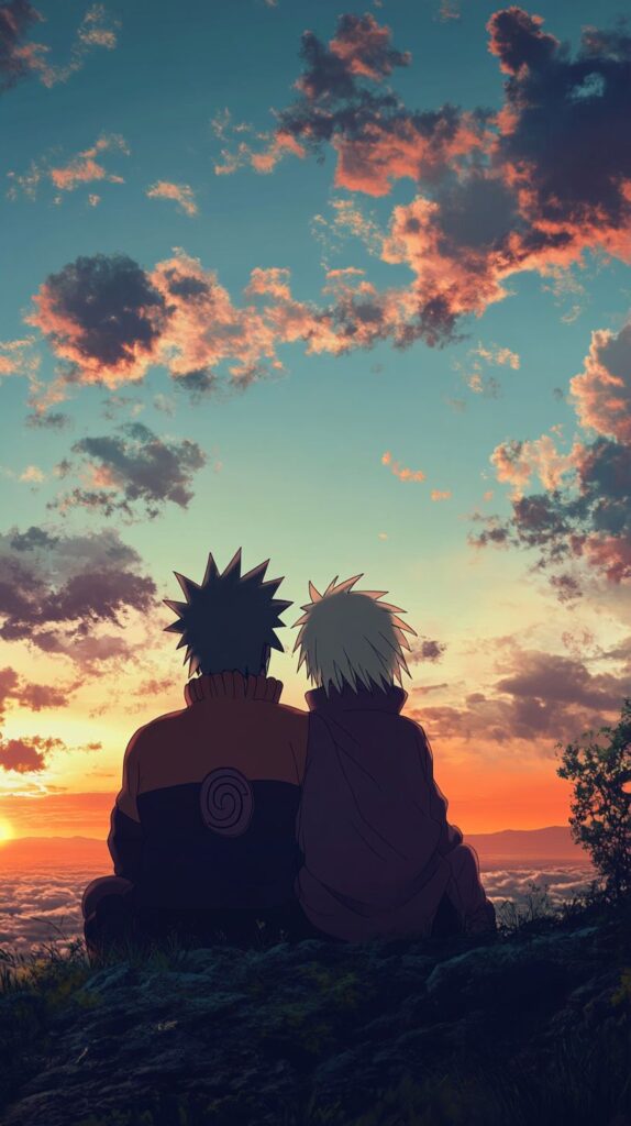 Naruto on Jiraiya's shoulder