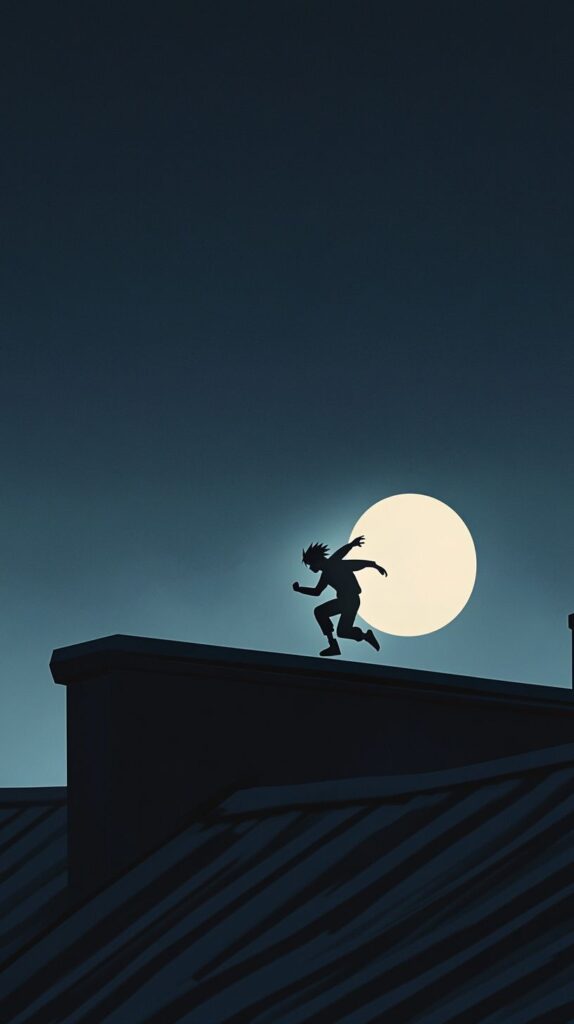Naruto running on rooftops