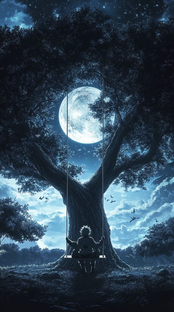 Naruto sitting alone swing
