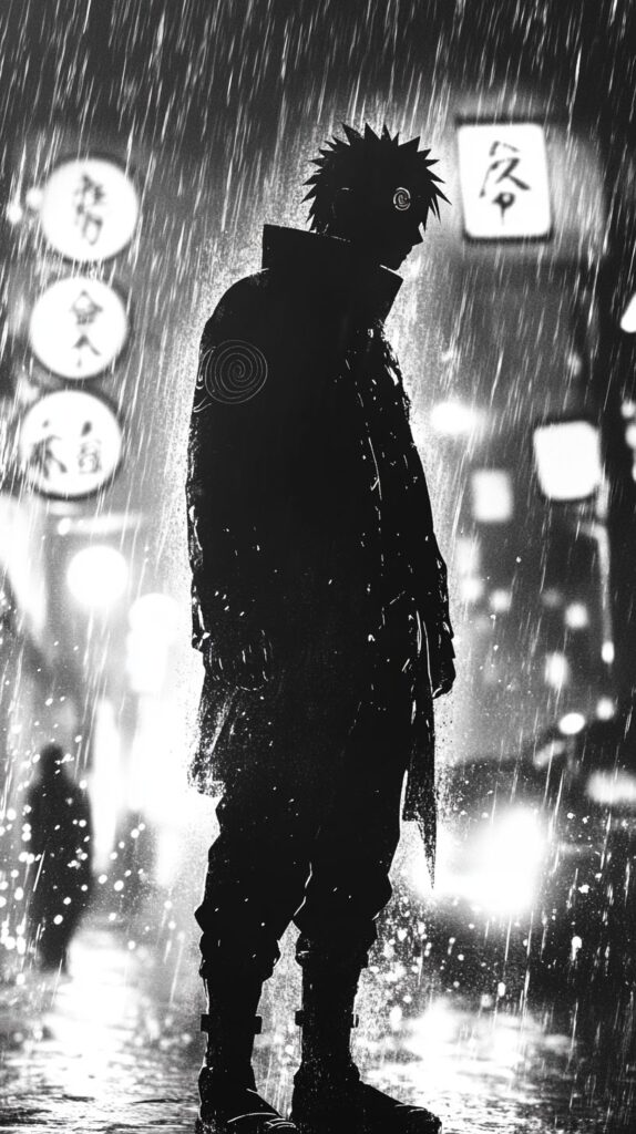 Naruto standing in rain