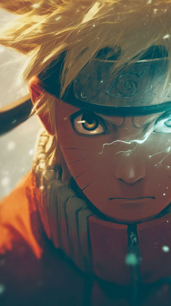 Naruto using his chakra to unleash a powerful attack with glowing eyes (1)