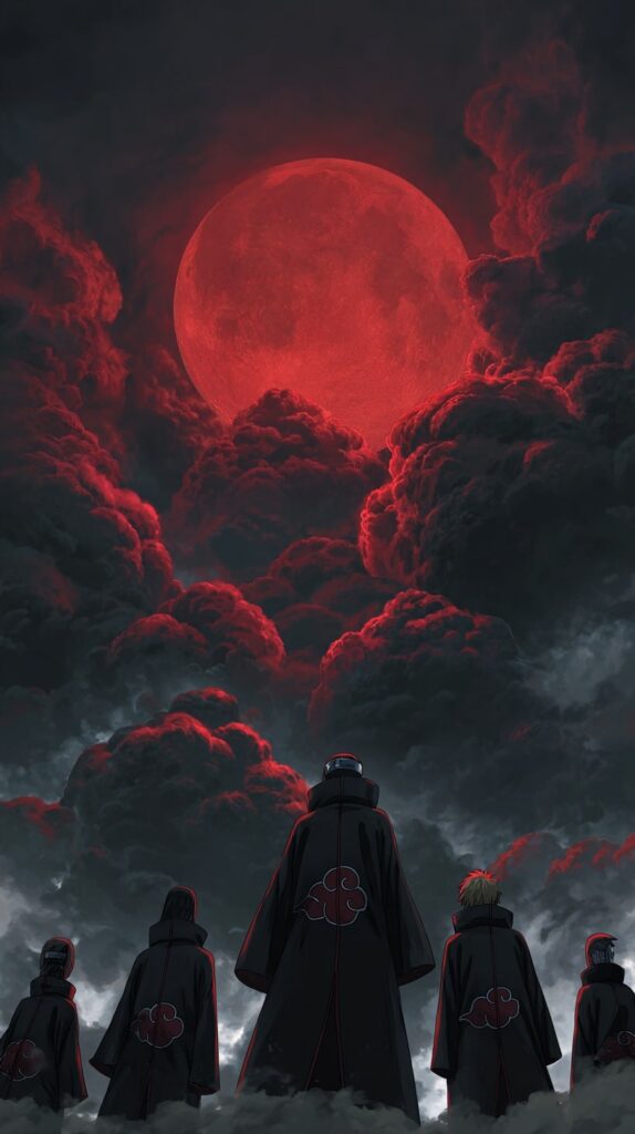 Akatsuki members under red moon