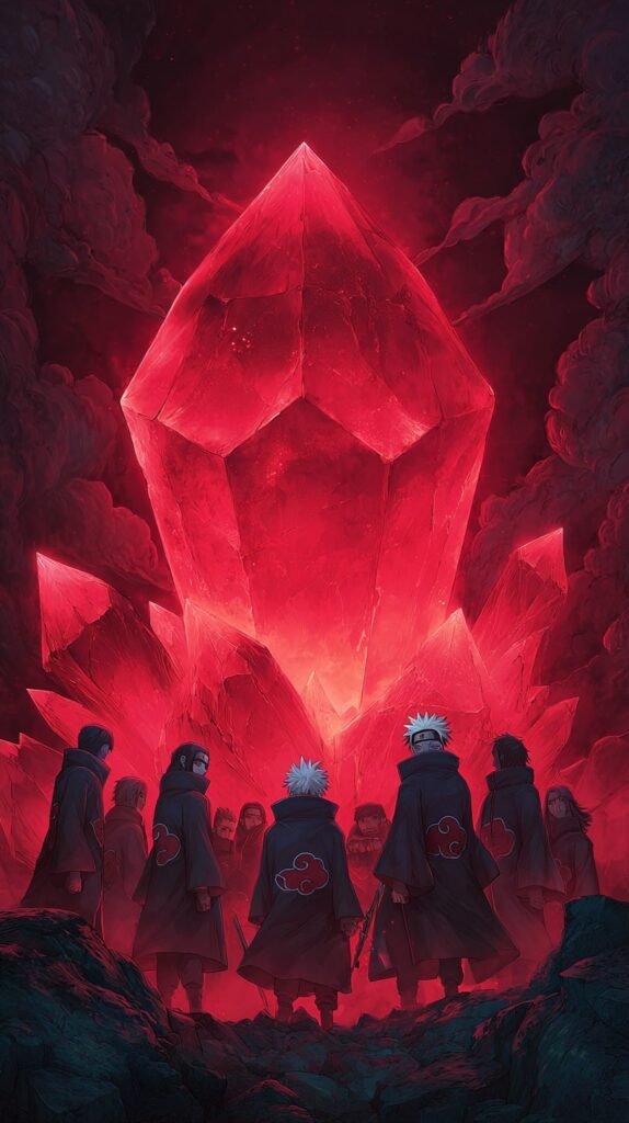 Akatsuki members with glowing crystal