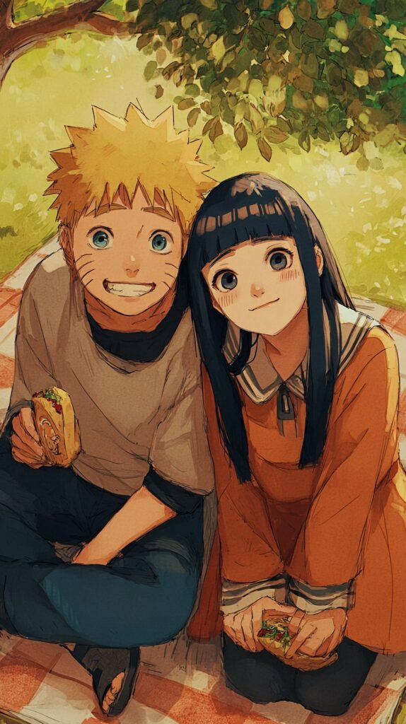 Naruto and Hinata smiling together