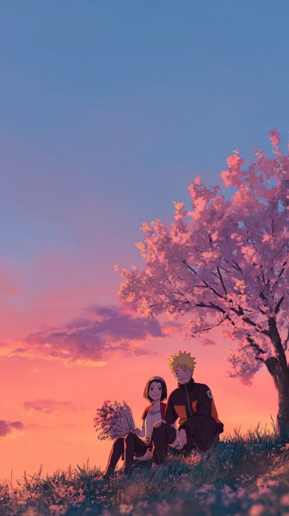 Naruto and Sakura at sunset