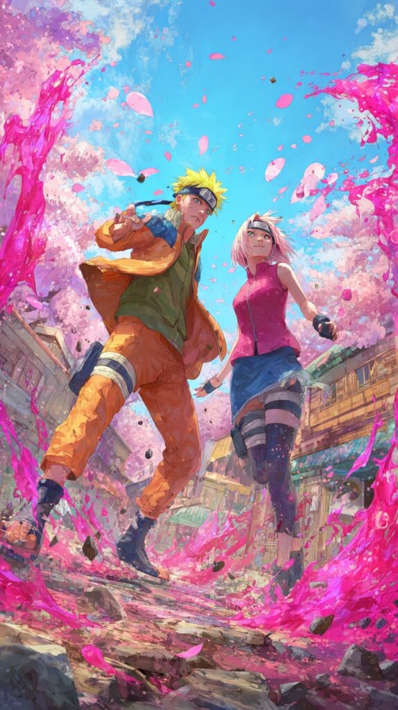 Naruto and Sakura in action