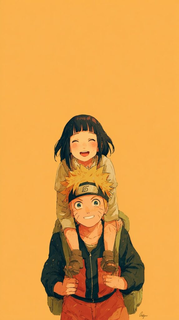 Naruto carrying Hinata on his back