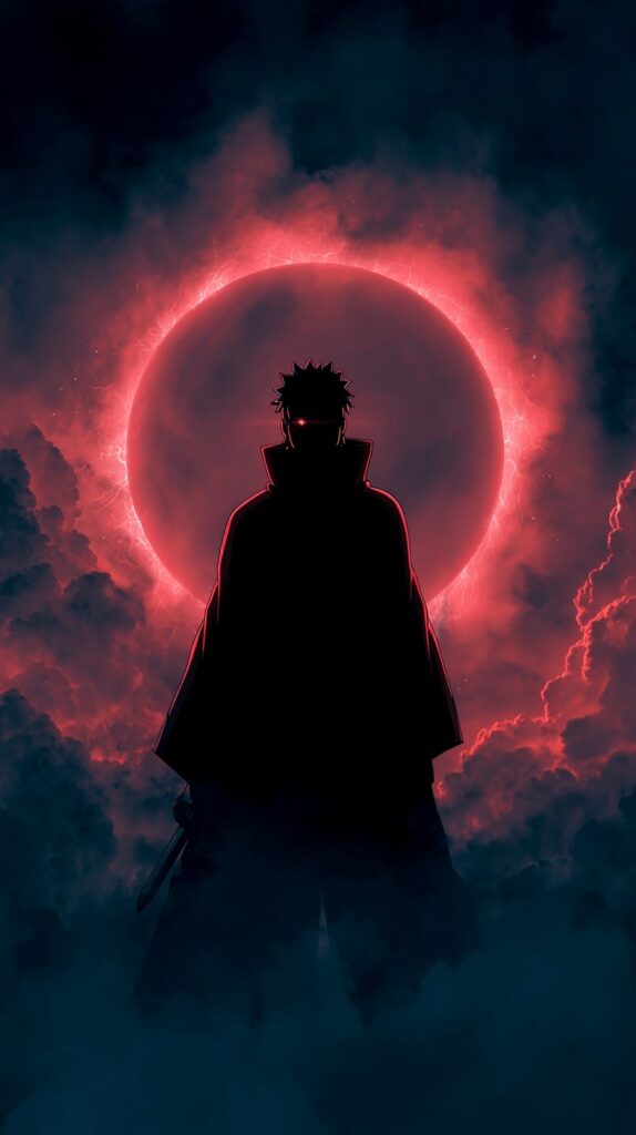 Pain silhouette with glowing Rinnegan