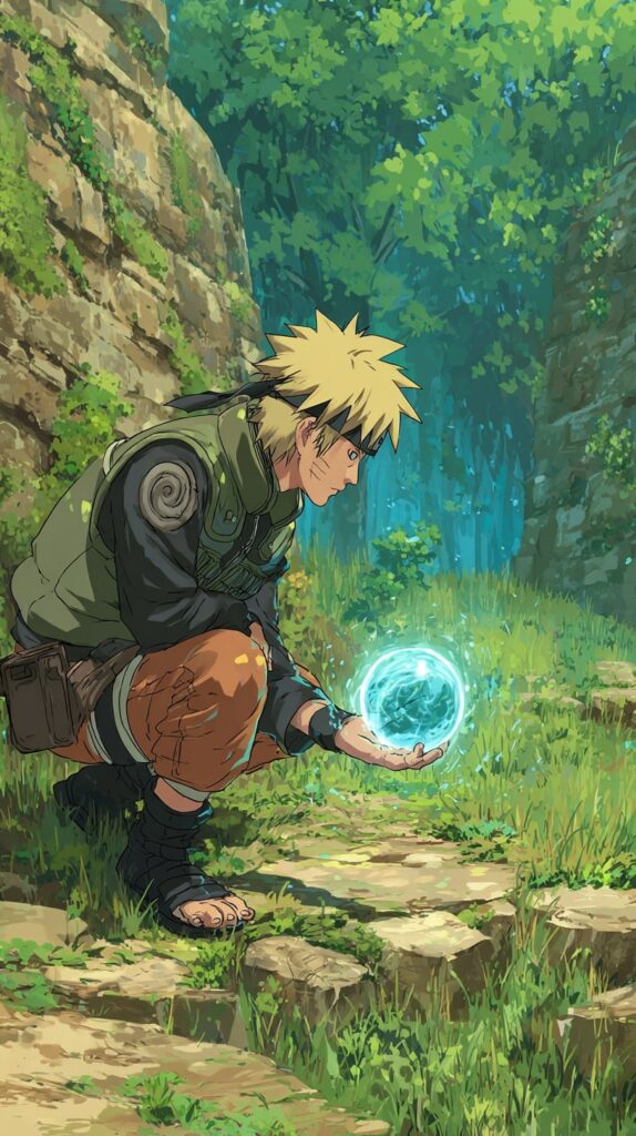 Minato practicing Rasengan in training