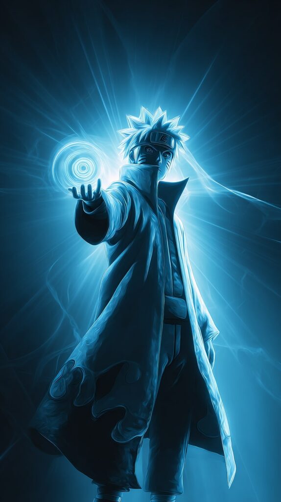 Minato Namikaze summoning Rasengan with a glowing aura