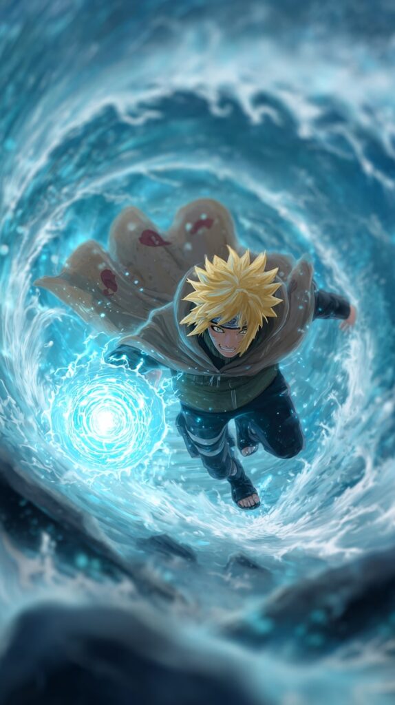 Minato with Rasengan and wind