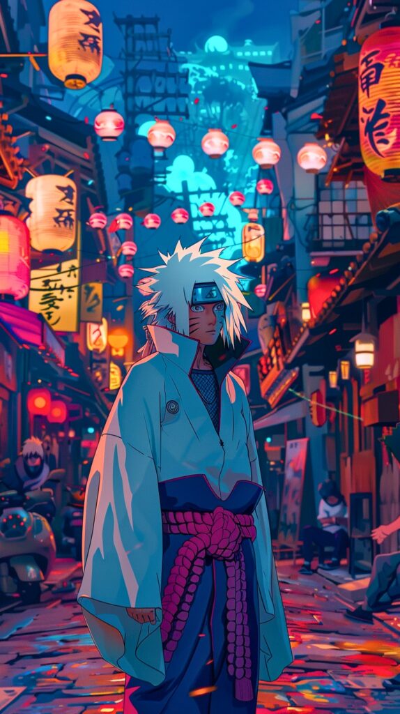 Jiraiya Eternal Mangekyō Cyberpunk Neon Wallpaper